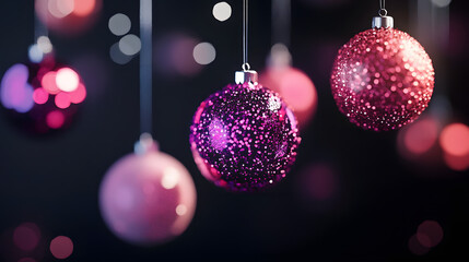 Obraz premium christmas, ball, decoration, holiday, xmas, celebration, ornament, bauble, winter, year, gold, new, season, december, glass, purple, ornaments, card, festive, merry, object, red, sphere, snow, color