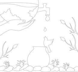 natural scene coloring book page