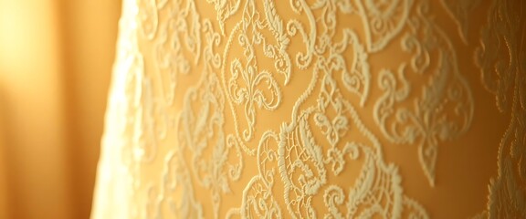 close up of a curtain with a light shining on it