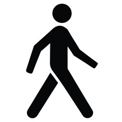 Pedestrian Crossing Symbol Black Silhouette Of Walking Person Simple Road Sign.