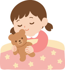 kid sleeping with doll 인형을 들고 자는 아이