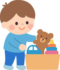 kid cleaning up toys 장난감 정리하는 아이