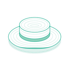Isometric boater hat. Summer headgear sun protector.