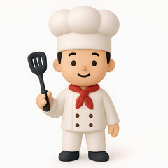 Cute cartoon Chef. 3D character illustration, minimal style, isolated on white background.	
