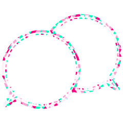 ステンドグラス風吹き出し　三角形模様　重なる会話