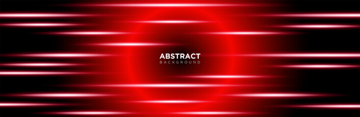 Red futuristic neon background with speed light effect. Vector design