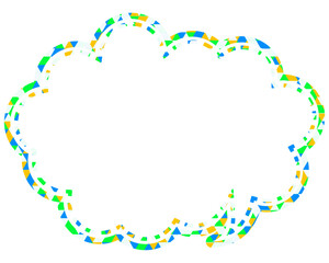 ステンドグラス風吹き出し　三角形模様　丸みのある雲形