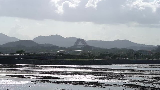 Bridge of the Americas over the sea