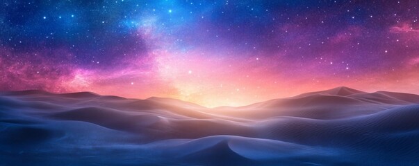 Obraz premium Colorful celestial landscape over a vast desert.