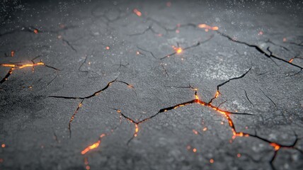 Obraz premium Cracked Earth with Glowing Lava: Geological Destruction cracked earth lava geological destruction