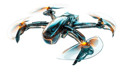 Modern futuristic drone, cut out transparent