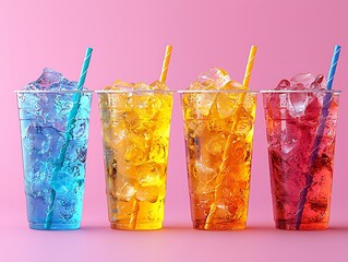 Four colorful iced drinks