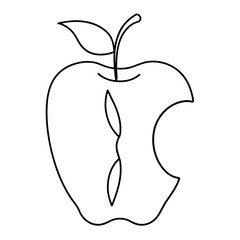 Apple core drawn in a clean minimalist continuous line art style emphasizing natural organic beauty simplicity and creative illustration of everyday objects