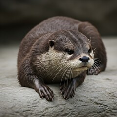 Fototapeta premium otter on the rock