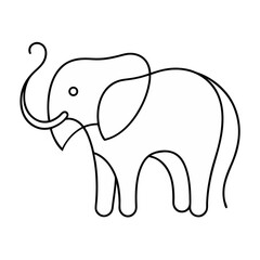 cartoon elephant design in continuous line art drawing style cute animal illustration