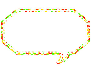 ステンドグラス風吹き出し　三角形模様　細長い八角形