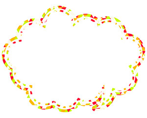 ステンドグラス風吹き出し　三角形模様　丸みのある雲形