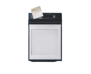 Clipboard with Note: A modern clipboard holds a blank paper against a white space with a small attached note, ideal for presenting and organizing ideas and information