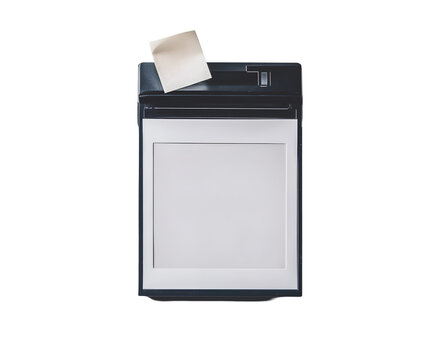 Clipboard with Note: A modern clipboard holds a blank paper against a white space with a small attached note, ideal for presenting and organizing ideas and information