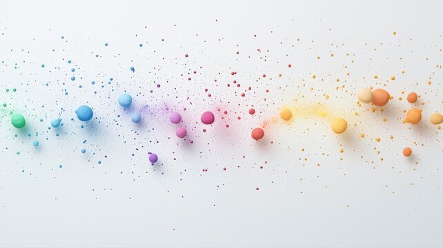 Rainbow Splash: Abstract Color Burst with Vibrant Spheres rainbow color splash abstract spheres dots - Powered by Adobe