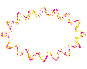 ステンドグラス風吹き出し　三角形模様　細長い丸みのあるギザギザした形
