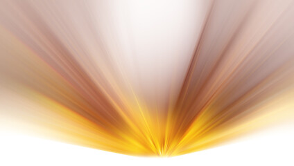 Abstract Golden Light Burst .Golden Rays rising on white background . Bright golden flash effect on...
