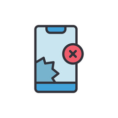 Broken phone colored icons, minimalist vector illustration ,simple transparent graphic element .Isolated on white background