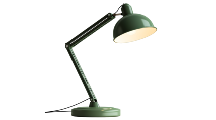 Green adjustable lamp on black, cut out transparent