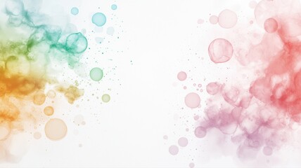 Colorful Abstract Ink Bubbles on White Background abstract ink watercolor bubbles stains spots color