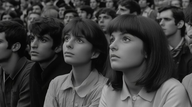 Group attentively watching an event