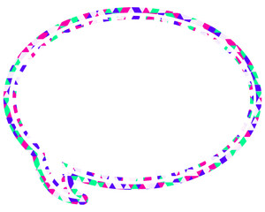 ステンドグラス風吹き出し　三角形模様　丸形