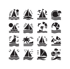 Sailing symbols silhouette vector illustration
