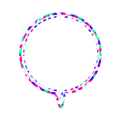 ステンドグラス風吹き出し　三角形模様　丸形の下向き