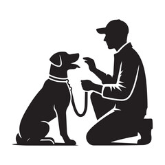 Dog Sitter Silhouette Vector Illustration White Background