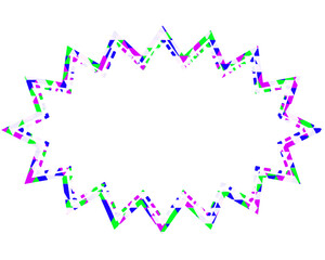 ステンドグラス風吹き出し　三角形模様　細長いギザギザした形