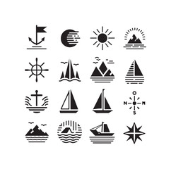 Sailing symbols silhouette vector illustration
