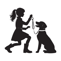 Dog Sitter Silhouette Vector Illustration White Background