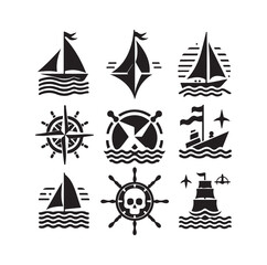 Sailing symbols silhouette vector illustration
