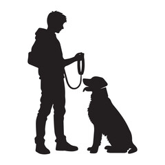 Dog Sitter Silhouette Vector Illustration White Background