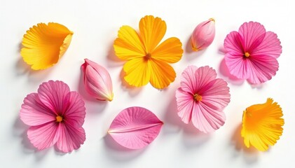 Wildflower petals isolated on white background, nature, bloom