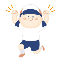 ガッツポーズの体操服の女の子のイラスト