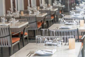 Table Setting on cruise ship deck restaurant