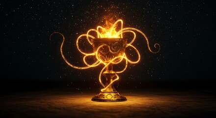 Enchanting Golden Chalice with Fiery Vines