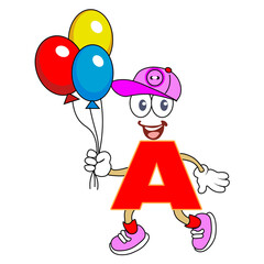  Alphabet for kids. Letter B with arms and legs. Cartoon PNG. Transparent background