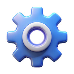 A vibrant blue gear icon symbolizing technology and innovation.