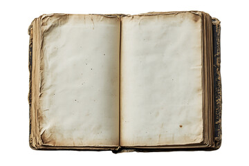 Aged Antique Book with Yellowed Pages and Dark Brown Cover, PNG