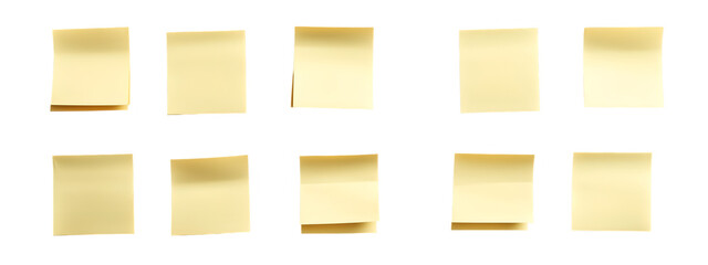 Yellow Memo Notes Array: A visually appealing arrangement of sticky notes, presented in a clean, top-down perspective. Each note showcases a warm, inviting hue.