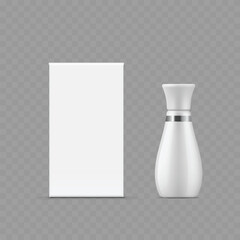 White Packaging Box and Pump Bottle Mockup - Vector