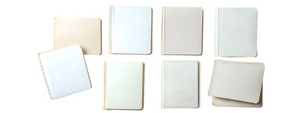 Book Collection: An overhead shot presents a neatly arranged collection of books, their covers presenting a spectrum of neutral shades, offering a visual harmony.