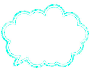 ステンドグラス風吹き出し　三角形模様　丸みのある雲形